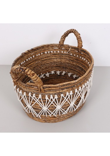 Ürgüp 40x34x31 Cm. Doğal Abaka El Yapımı Oval Sepet L Bej