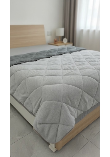 Wellsoft Kapitone Tek Kişilik Yorgan - Ultra Yumuşak Ve Sıcak Tutucu Yorgan Açık Gri