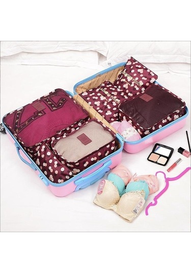 Novahub Şarap Kırmızısı 6/1 Adet Seyahat Saklama Çantası Seti Giysi Düzenli Organizatör Dol Bavul Kılıfı Seyahat Organizatör Hurç 57000607 Şarap Kırmızısı Şarap Kırmızısı