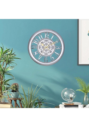 Suntek Ofis Ev İçin 11" Dekoratif Retro Duvar Saati Gümüş