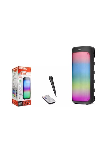 Kimiso Qs2211 Çift 8 Bluetooth Hoparlör 30w Mikrofonlu Karaoke Party Speaker