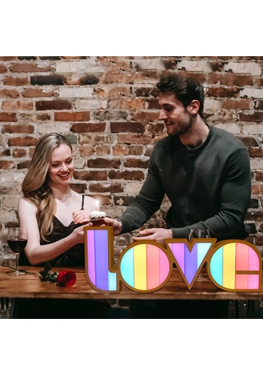 Teltree Romantik Renkli Love Harf Işıklı Lambası - Usb/aa Pil İle Çalışır, Ev Dekorasyonu, Nikah, Teşekkür Partileri İçin Sürekli Aydınlatma Diğer