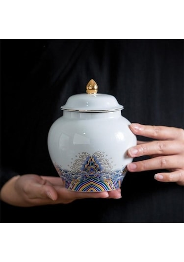 Pazly Seramik Emaye Çay Caddy, Büyük Çay Paketleme Kutusu, Mühürlü Şeker Kavanozu, Porselen Gıda Kabı, Model H Diğer