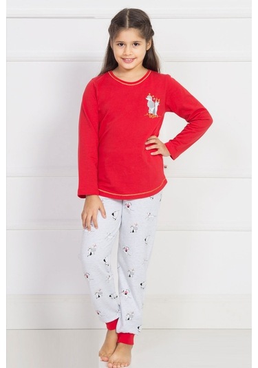 Vienetta Kız Çocuk O Yaka Manşetli Pijama Takım 4396,3-7 Yaş