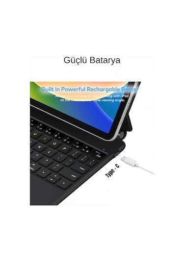 Apple Uyumlu iPad 10. Nesil  Magic Style Manyetik Yapışmalı Klavyeli Kılıf Diğer