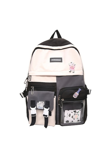 Cordial Japon Tarzı Şeffaf Sırt Çantası - Pembe Sevimli Okul Çantası, Asılı Süs Ve Çıkartmalı Çok Renkli Çok Renkli