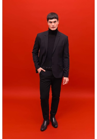 Defacto Slim Fit Dar Kesim Twill Düğmeli Blazer Ceket F7232ax25aubk27 Siyah Defacto Slim Fit Dar Kesim Twill Düğmeli Blazer Ceket F7232ax25aubk27 Siyah