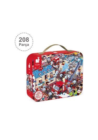 Janod 208 Parça Çantalı Yuvarlak Puzzle Ve Bulmaca Itfaiyeci