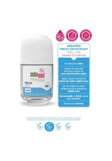 Sebamed Ter Kokusu Onleyıcı 48 Saat Etkili Hassas Ciltler Kadın Erkek Roll-On Deodorant Fresh 50 ML x 3 Adet