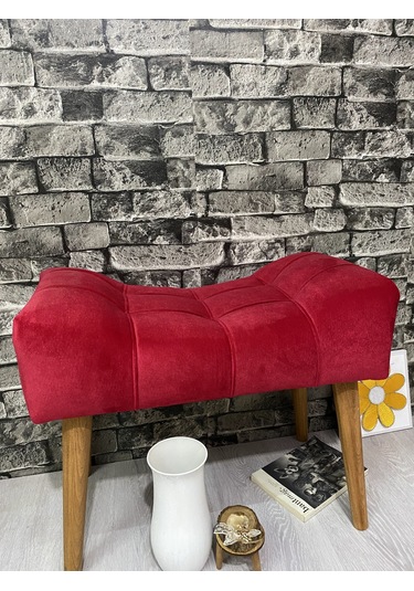 puf ahşap  ayak kırmızı ,spor modern tasarım, çima dikiş .