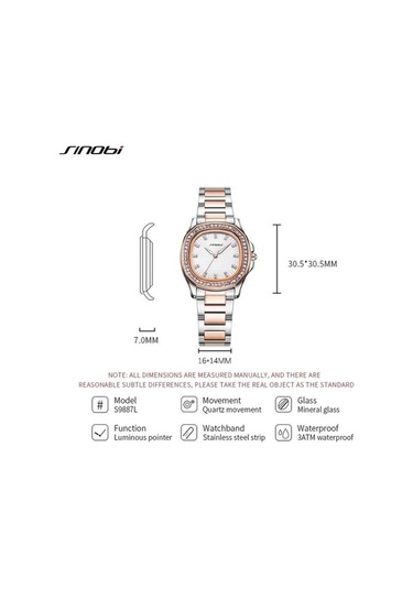 Novahub Sinobi Kadın Bilek Saati, Paslanmaz Çelik Rose Gold, Elmas Detay, Kuvars, 9887 Model Rose Gold