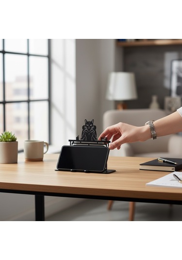 Müdürüm Ben Yazılı Kedi Figürlü Metal Masaüstü Dekor