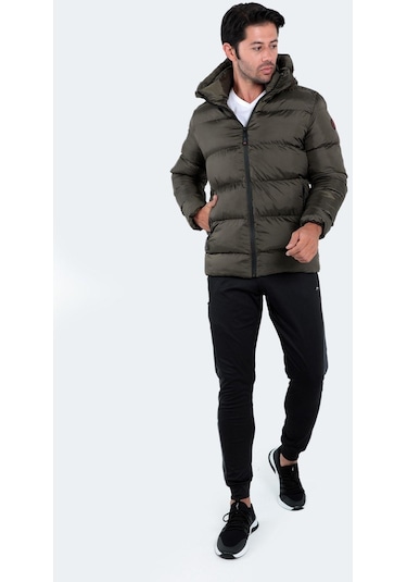 Slazenger  Hank Erkek Kapüşonlu Şişme Haki Mont & Kaban