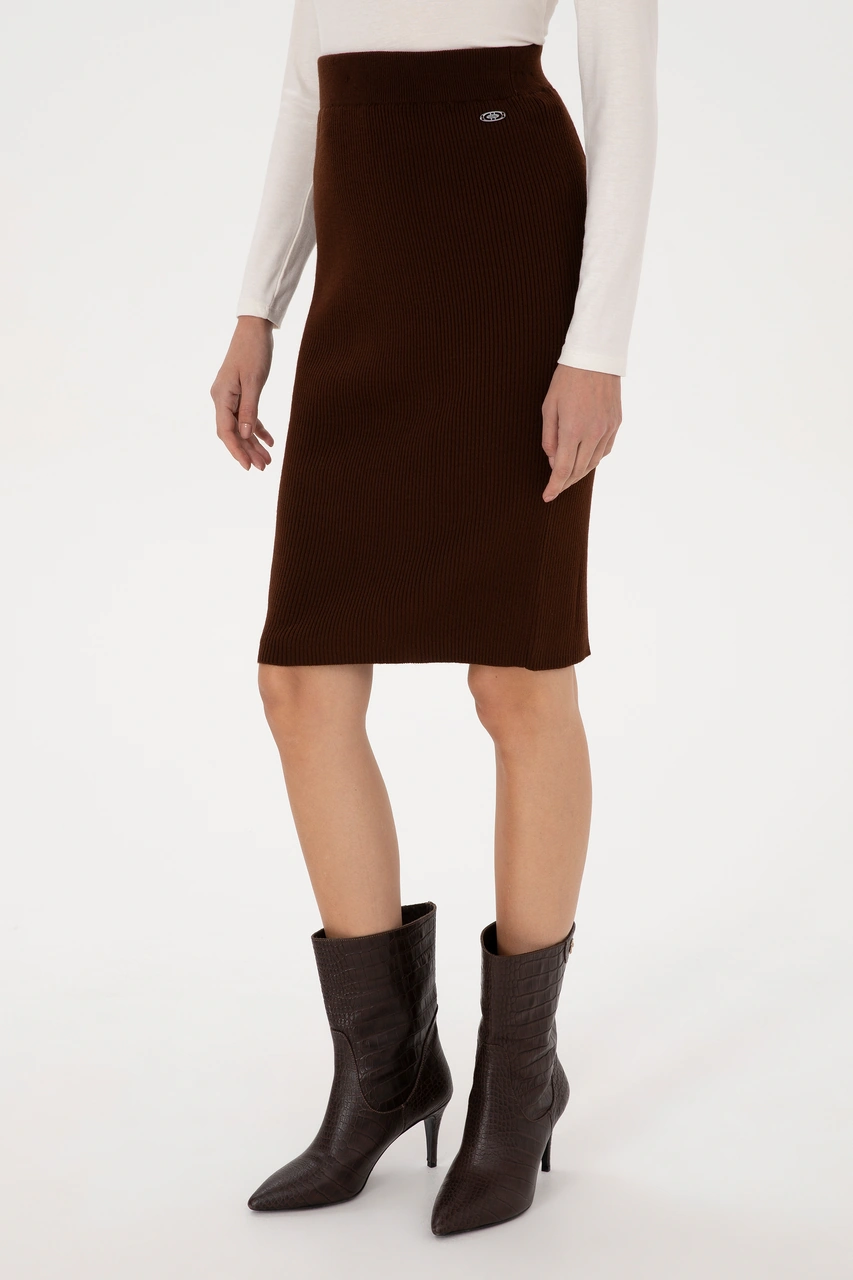 U.s. Polo Assn. Kadın Koyu Kahverengi Etek Triko 50315594-vr084 Koyu Kahverengi