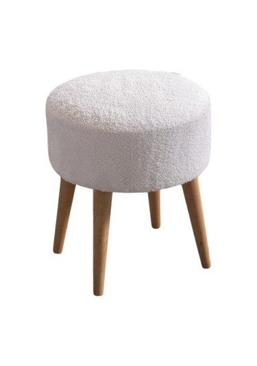 Panda Yuvarlak 4 Ayaklı Çok Amaçlı Puf Beyaz Beyaz