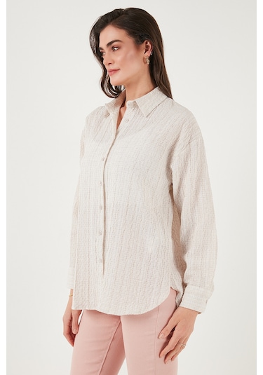 Lela Regular Fit Uzun Kollu Dokulu Bayan Gömlek 6772799 Taş