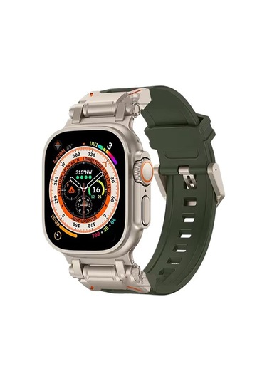 E2m Apple Watch 42-44-45-46-49mm Krd-32 Deri Kordon Yeşil