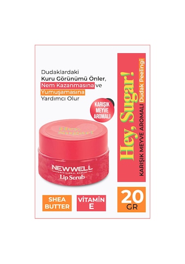 New Well Hey Sugar Karışık Meyve Aromalı Dudak Peelingi 20 G