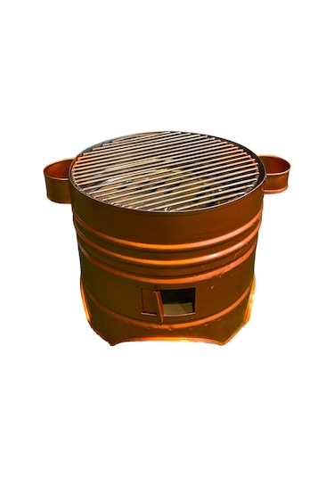 27 Cm 3 Kapaklı Bakır Boyalı Yuvarlak Mangal Altın