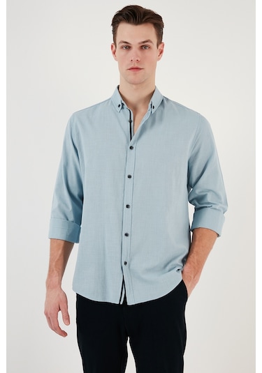 Buratti Pamuklu Regular Fit Düğmeli Yaka Erkek Gömlek Cf20S111871 Aqua