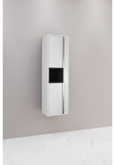 Napoli Boy Dolabı - Beyaz / Antrasit Beyaz - Antrasit