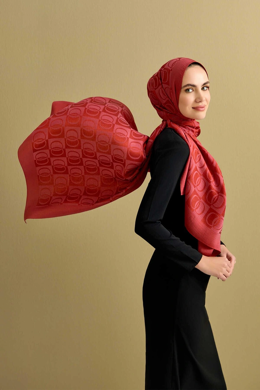 İmannoor Dama Desen Naia Şal70x200 241-3001 Kiremit