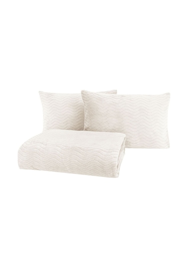 Yataş Dazel Çift Kişilik Battaniye Yatak Örtüsü Seti 240x225 CM - Ekru