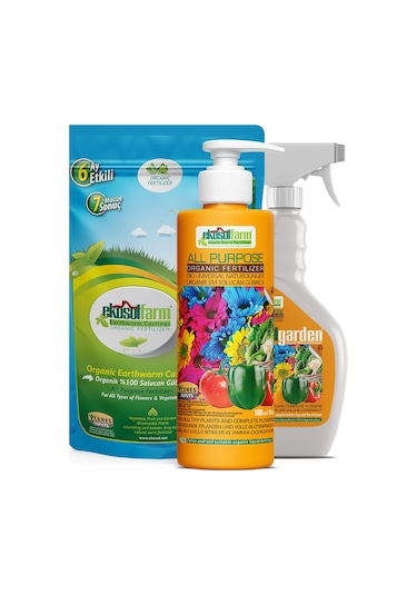 Ekosol Farm Sıvı Gübre Seti 3 Ürün 1 Arada 500 ML + Sprayer + 1.5