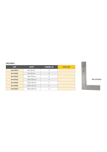 Fett 150x 100mm Asimeto Metal Düz Gönye As-639244