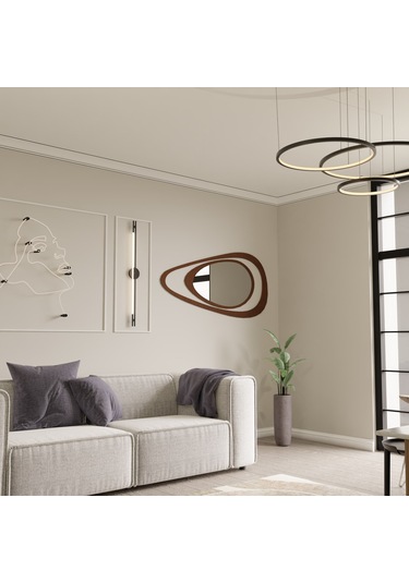 Dekoratif 2 Parçalı Lüks Pleksi Aynalı Duvar Dekoru Kahverengi