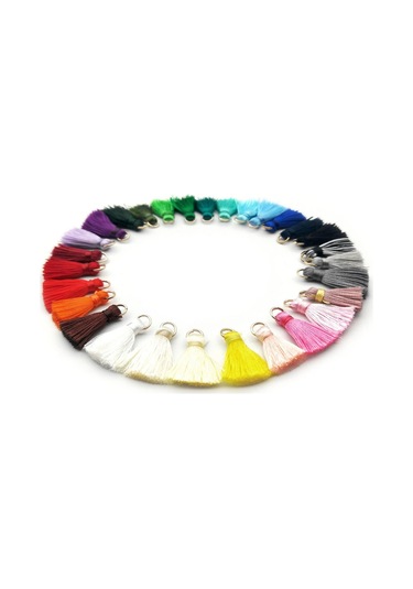 Suntek 100 Paket Polyester Püskül Karışık Renk Dıy Takı Yapımı Zarif W/yüzük