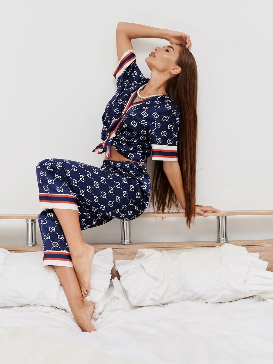 Pjms Is Good Pançalı Ve Gömlekli İpek Pijama Takımı 262999343 Mavi