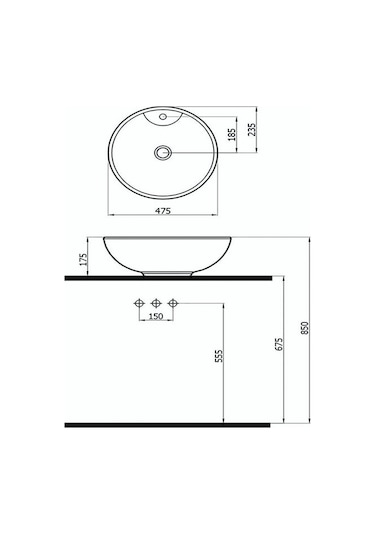 Newarc 5010 Çanak Tezgah Üstü Lavabo