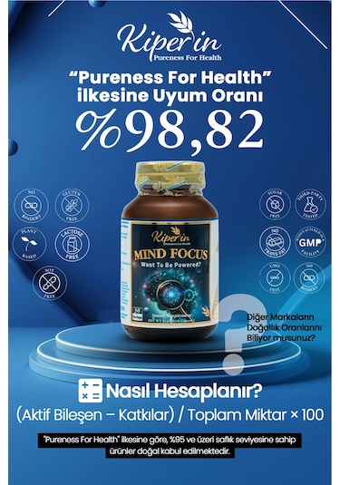 Kiperin Mind Focus Aslan Yelesi Mantarı, Sitikolin, Rhodiola, L-theanin .. 1440mg Akıllı Gıda Takviyesi