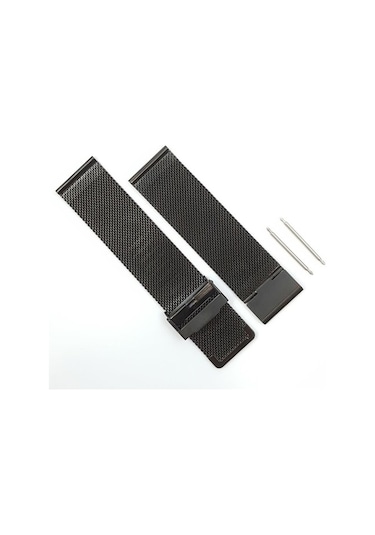 Hasır Kol Saat Kordonu Siyah Çelik Çift Kilit 24 Mm Ø1,90 Mm