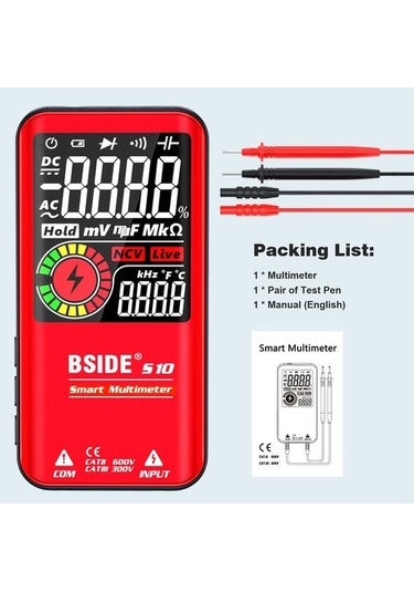 Besthome1 Bsı De S10 Akıllı Multimetre - Ncv, Otomatik Menzil, Geniş Ölçüm Aralığı, Yüksek Hassasiyet, Büyük Ekran, Akıllı Yöne