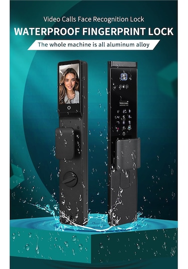 Akıllı Kapı Kilidi Yüz Tanıma, Parmak İzi, Şifre, Kart ve Uygulama