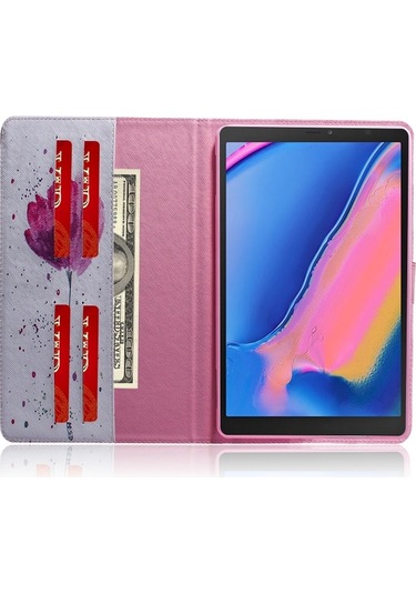 Mor Orkide Desen Yatay Flip Deri Kılıf Galaxy Uyumlu Tab A 8 / P200 / P205