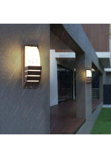 24 Watt Beyaz Işık Ledli Bahçe, Balkon, Teras, Kamelya, Veranda, Banyo Apliği, Dekoratif Led Armatür Siyah