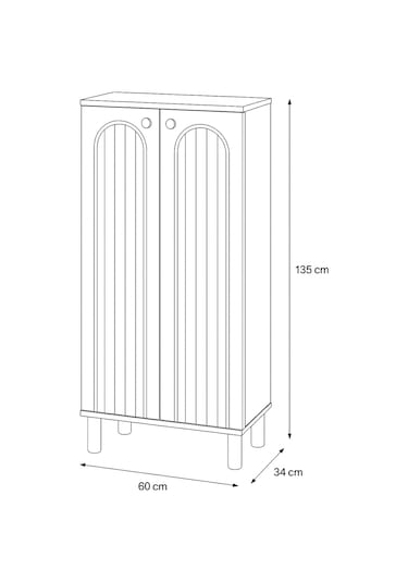 Lidya 2 Kapaklı Ayakkabılık – Atlantik Çam / Beyaz 60x34x135 Cm