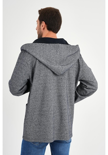 Alexandergardı Kapüşonlu İçi Şardonlu Oversize Hırka E23-607 03 Lacivert Melanj