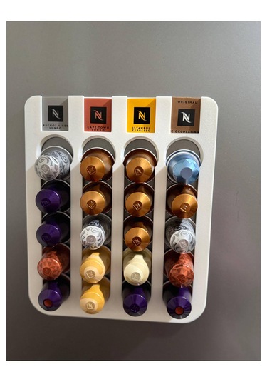 Kapsül Kahve Standı Buzdolabı Için Mıknatıslı 20 Kapsül Kapsül Tutucu Beyaz Renk Beyaz