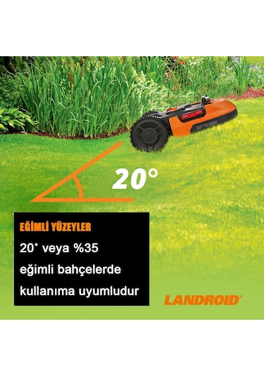 WORX WR155E 20 Volt 5.0Ah. 22 CM LANDROID Tam Otonom Kömürsüz Çim Biçme Robotu