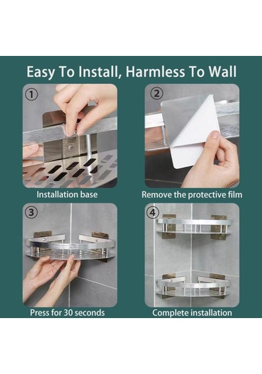 Siyah Hiçbir Matkap Banyo Rafları Duvara Montaj Köşe Duş Raf Şampuan Depolama Raf Tutucular Mutfak Siyah