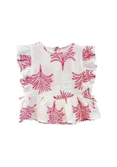 Kız Bebek Desenli Pamuklu Bluz-14535 Pembe