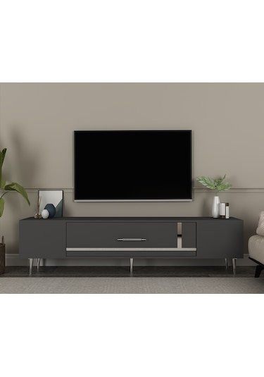 Şuşa Tv Sehpası Tv Ünitesi 150 Cm Antrasit Gümüş