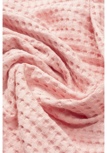 Vionel Home Pamuklu Waffle Desen Ponponlu Çift Kişilik Pike Pembe