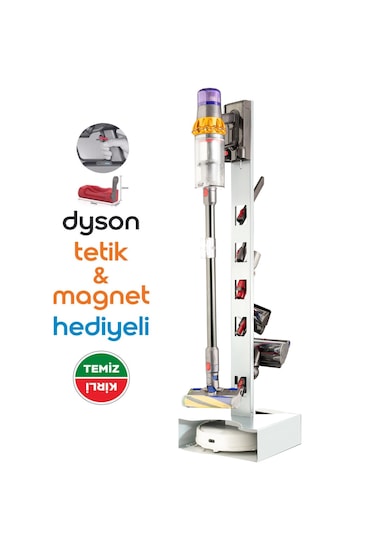 Robot + Dikey Süpürge Standı Şarjlı Süpürge Standı Beyaz