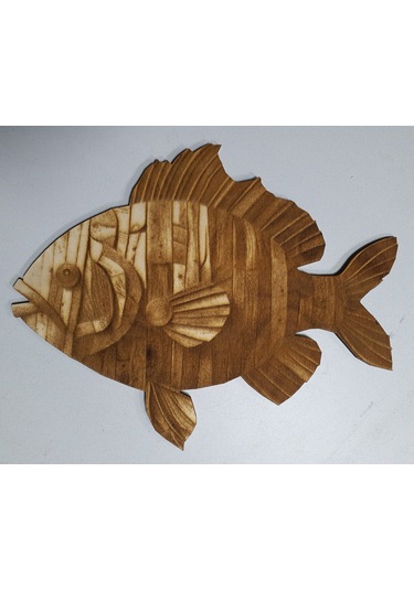 Ahşap Yakma Balık Duvar Dekoratif