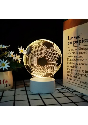Kosona 3d Futbol Şekilli Kule Led Gece Lambası - 3 Renk Seçeneği, Dokunmatik Kontrol, Usb Beslemeli, Çocuk Odası Dekorasyonu